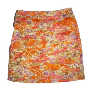 Zara Floral Layered Pencil Skirt Multicolor Straight Small